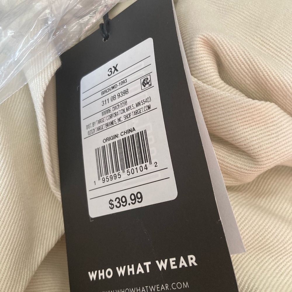 Who what wear beige birch tie waist denim dress size 3x long sleeves - Picture 4 of 5